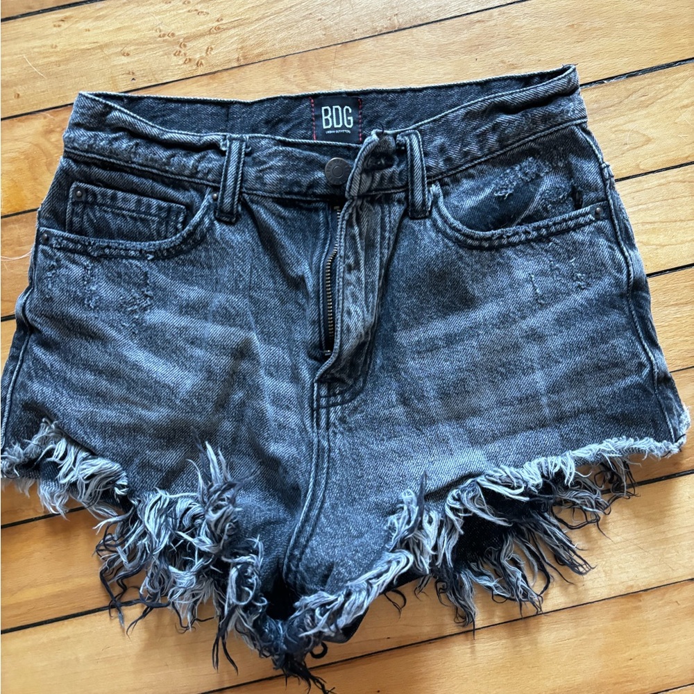 black denim shorts